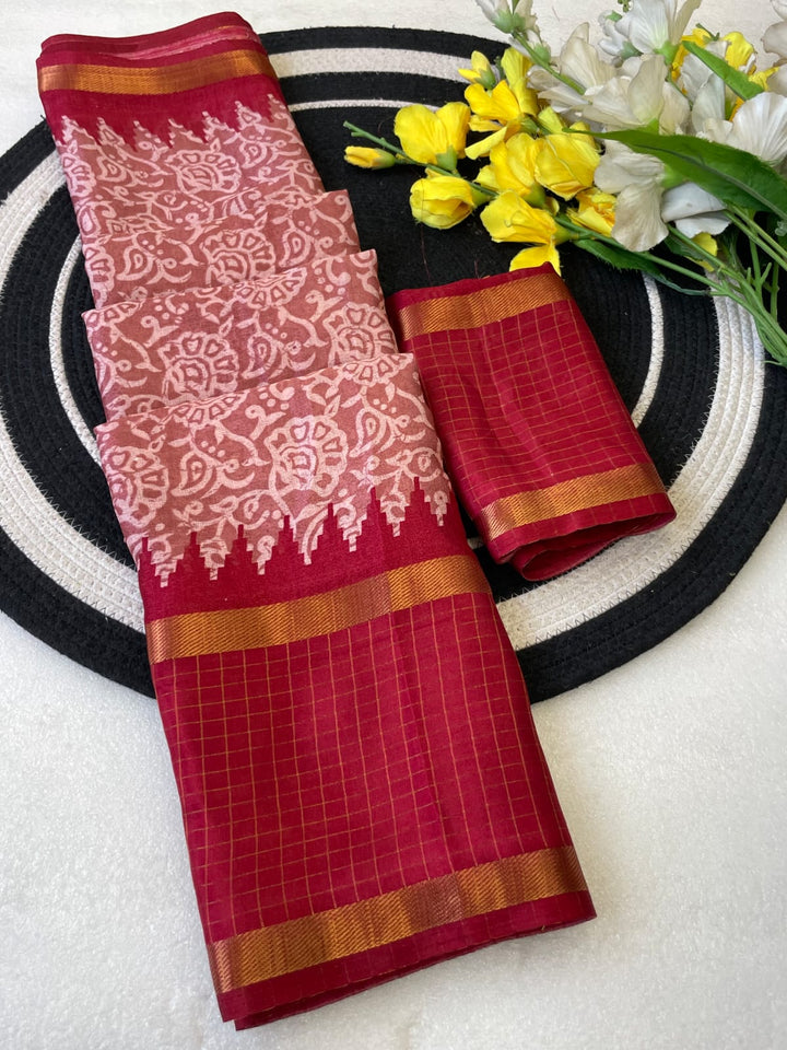 Premium Myrox Bentex Designer Saree - RED