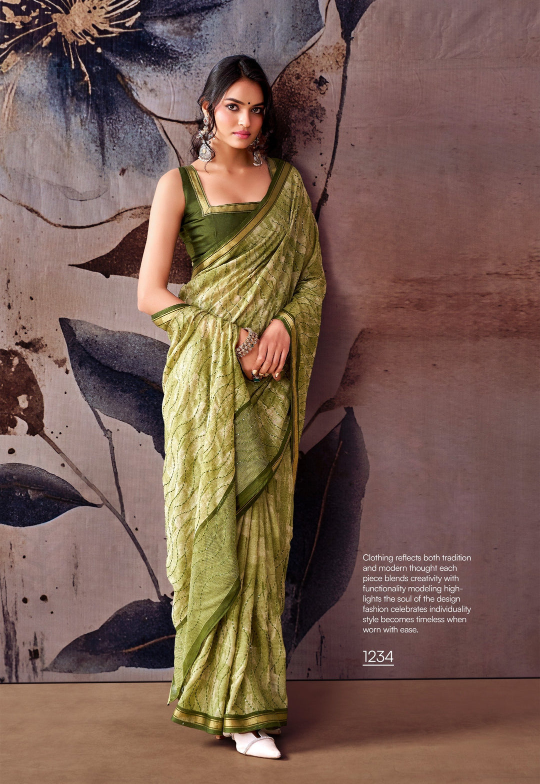 Elegant Floral Designer Saree - PISTA