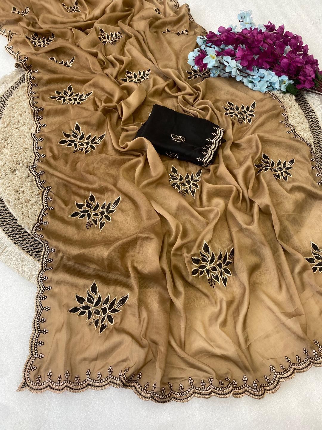 Padmashree Floral Rangoli Saree - Gold