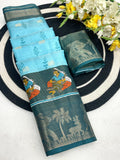 Elegant Two-Tone Floral Moss Mellow Saree with Jacquard Border & Designer Blouse -SKY
