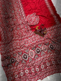 Heritage Ajrakh Glam Saree- Red