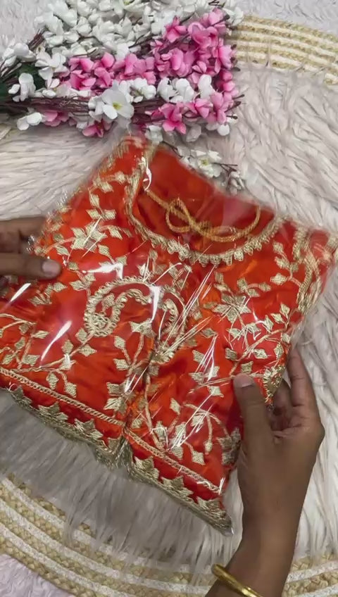 Diamond Drape Satin Saree - ORANGE