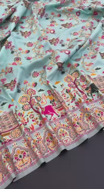 Hypnotic  Pashmina Saree With Preferable Blouse Piece - SKY
