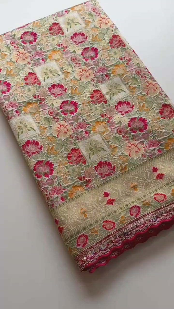 Gulbahar Pashmina Silk Saree