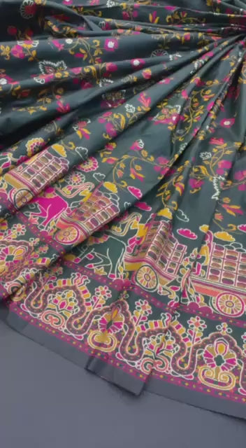 Hypnotic  Pashmina Saree With Preferable Blouse Piece - BLACK