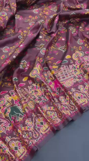 Hypnotic  Pashmina Saree With Preferable Blouse Piece - BROWN