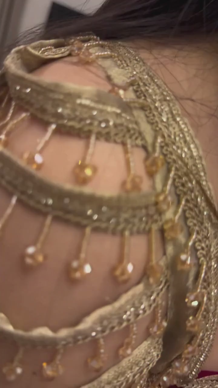 Elegant Fandy Satin Saree with Crystal Moti Lace &amp; Handwork Latkan – WHITE
