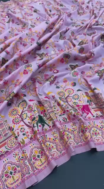 Hypnotic  Pashmina Saree With Preferable Blouse Piece - PINK