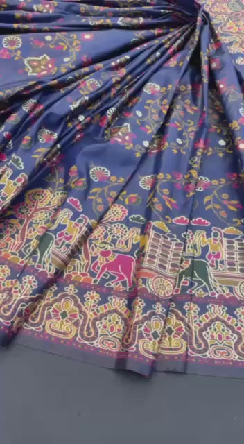 Hypnotic  Pashmina Saree With Preferable Blouse Piece - NEVY BLUE