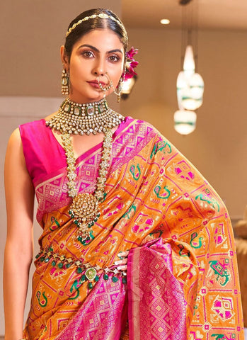 Banarasi Patola Silk Saree With Blouse Piece